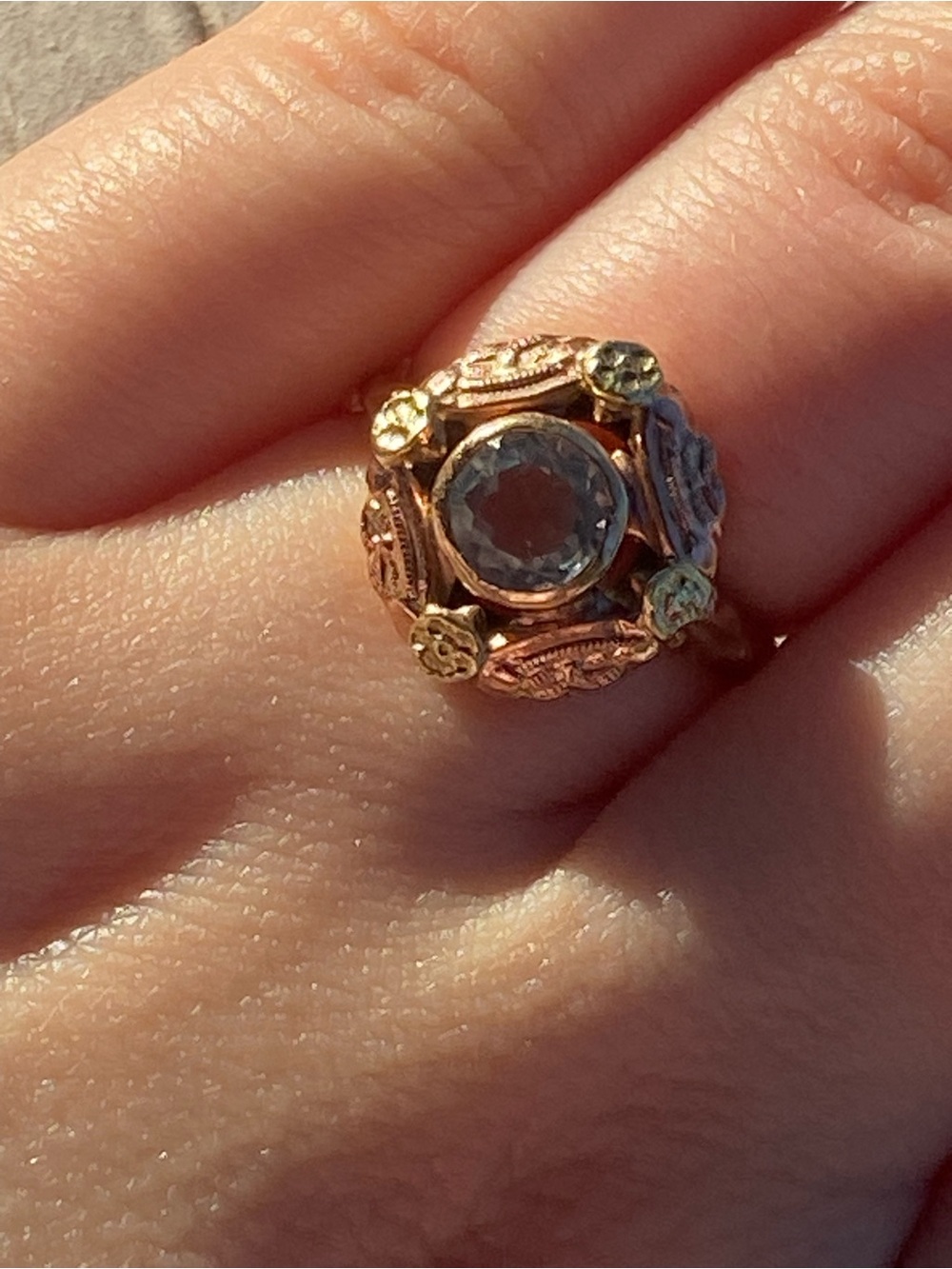 Vintage Gold & Aquamarine Cocktail Ring